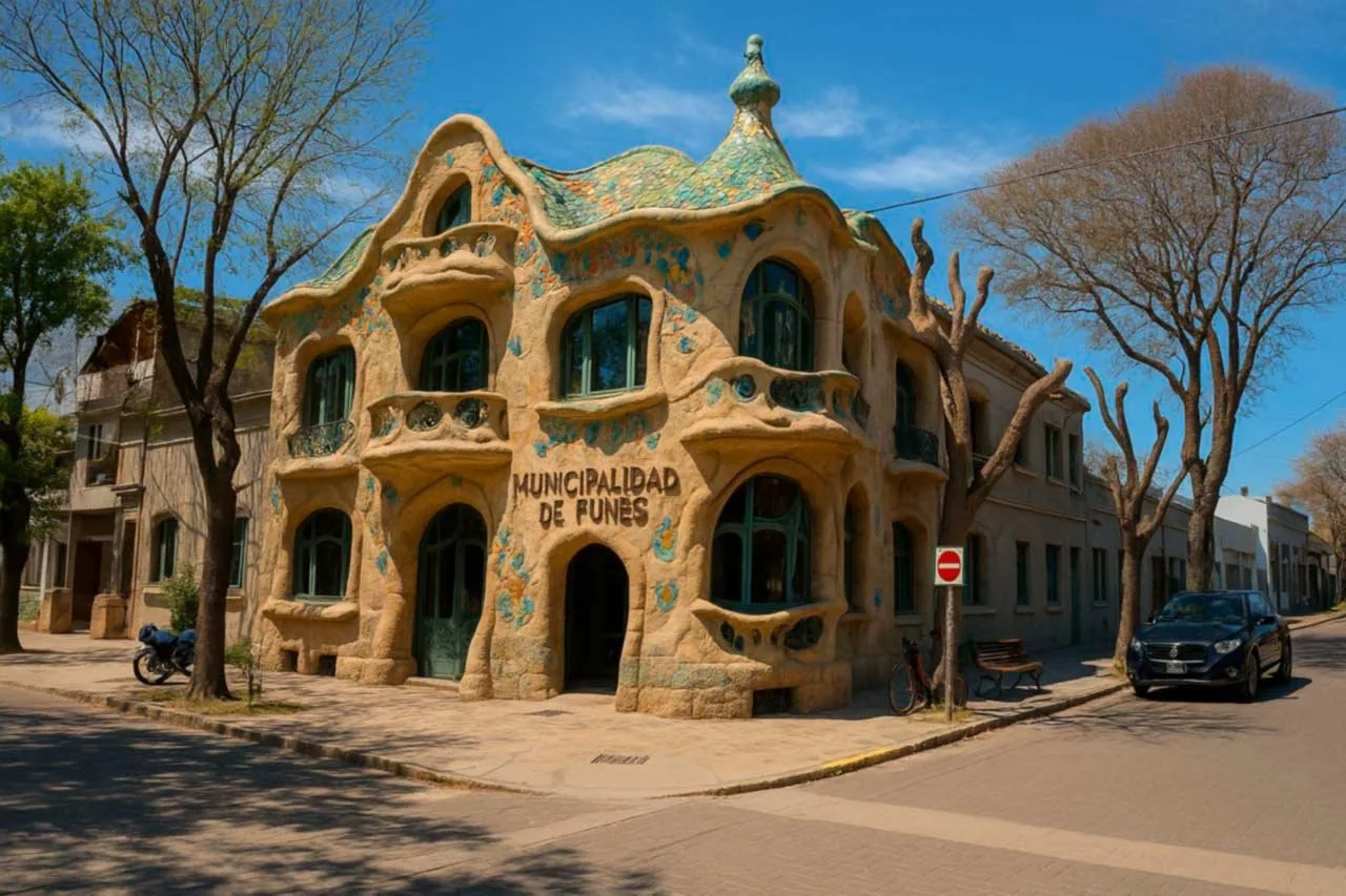 La IA lo hizo posible: así se vería la muni de funes diseñada por arquitectos de fama mundial